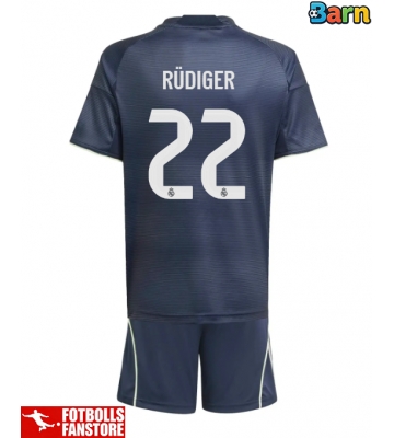 Real Madrid Antonio Rudiger #22 Bortatröja Barn 2025-26 Kortärmad (+ Korta byxor)